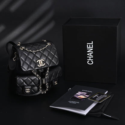 Chanel Duma Backpack – Black Quilted Lambskin with Gold-Tone Hardware