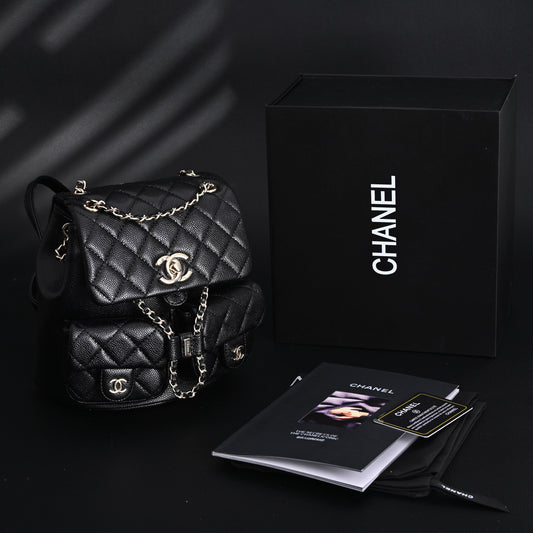 Chanel Duma Backpack – Black Quilted Lambskin with Gold-Tone Hardware